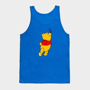 Yellow Bear with Awareness Ribbon Butterfly (Blue) Tank Top